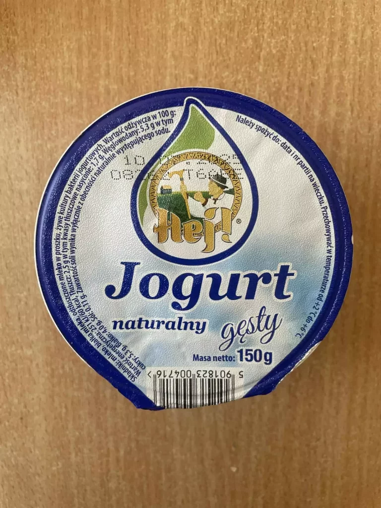 II śniadanie: dieta z ograniczeniem węglowodanów łatwoprzyswajalnych (Chorzów, Sosnowiec) 
Jogurt naturalny
A: MLE
